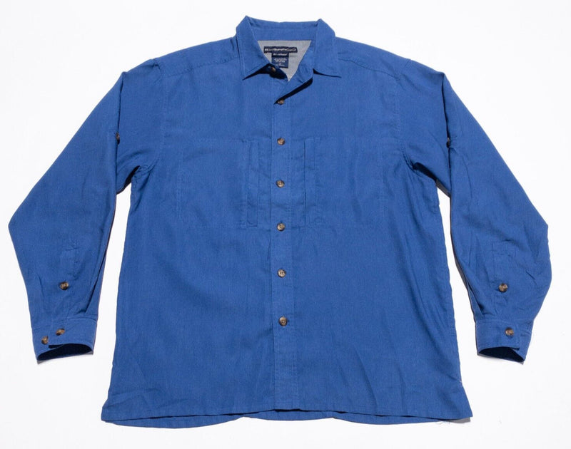 ExOfficio Shirt Men's Medium Dri-Release Fishing Travel Vented Long Sleeve Blue