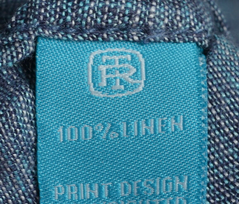 Tori Richard Men's 2XL 100% Linen Blue Chambray Long Sleeve Button-Front Shirt