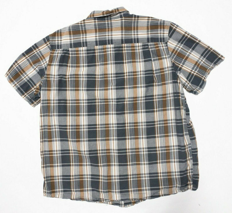 Carhartt Fort Plaid Short Sleeve Shirt 2XLT Tall Men's Gray Orange Plaid 103553