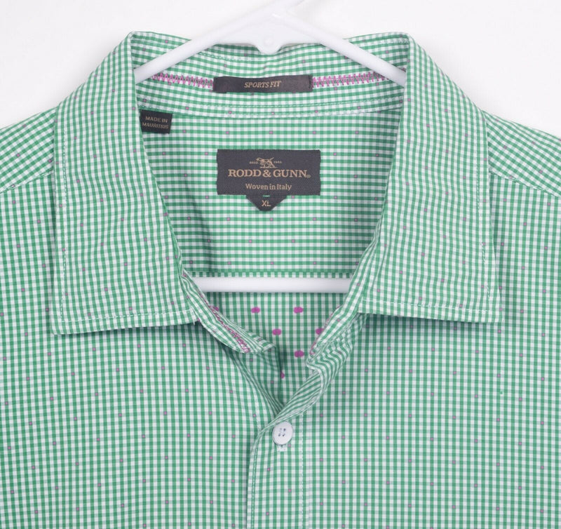 Rodd & Gunn Men's XL Sports Fit Green Gingham Long Sleeve Button-Front Shirt