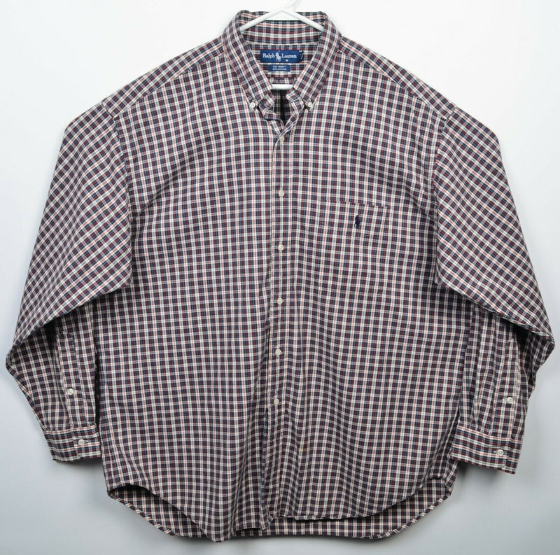 Polo Ralph Lauren Men's XL "Big Shirt" Red Blue Plaid Pony Button-Down Shirt