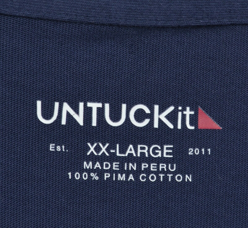 UNTUCKit Men's 2XL Solid Navy Blue Pima Cotton Soft Stretch Pocket Polo Shirt