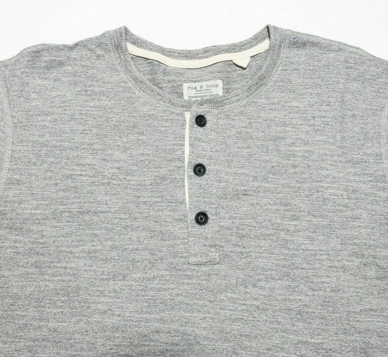 rag & bone Men's Large Henley Collar Heather Gray Standard Issue 3-Button Shirt