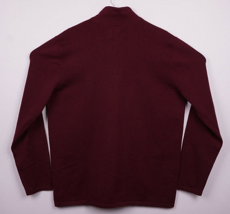 Prana Men's Sz XL Maroon Red Striped Wool Blend 1/4 Zip Holberg Sweater NWT