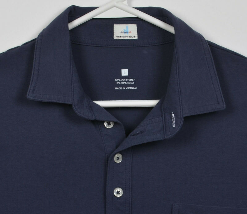 Johnnie-O Hangin' Out Men's Large Navy Blue Cotton Spandex Pocket Polo Shirt