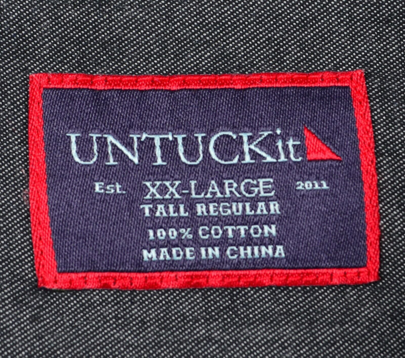 UNTUCKit Men's 2XLT Regular Dark Gray Long Sleeve Button-Front Shirt