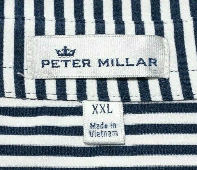 Peter Millar 2XL Competition Stripe Performance Polo Men's Blue Striped Wicking