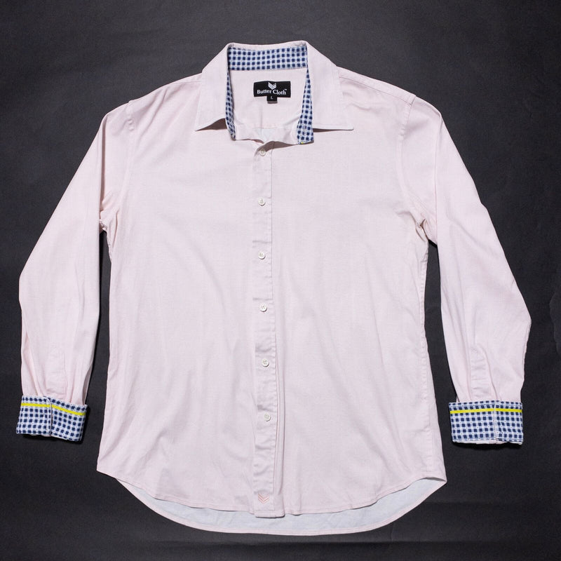 Butter Cloth Shirt Men's Large Flip Cuff Light Pink Button-Front Casual