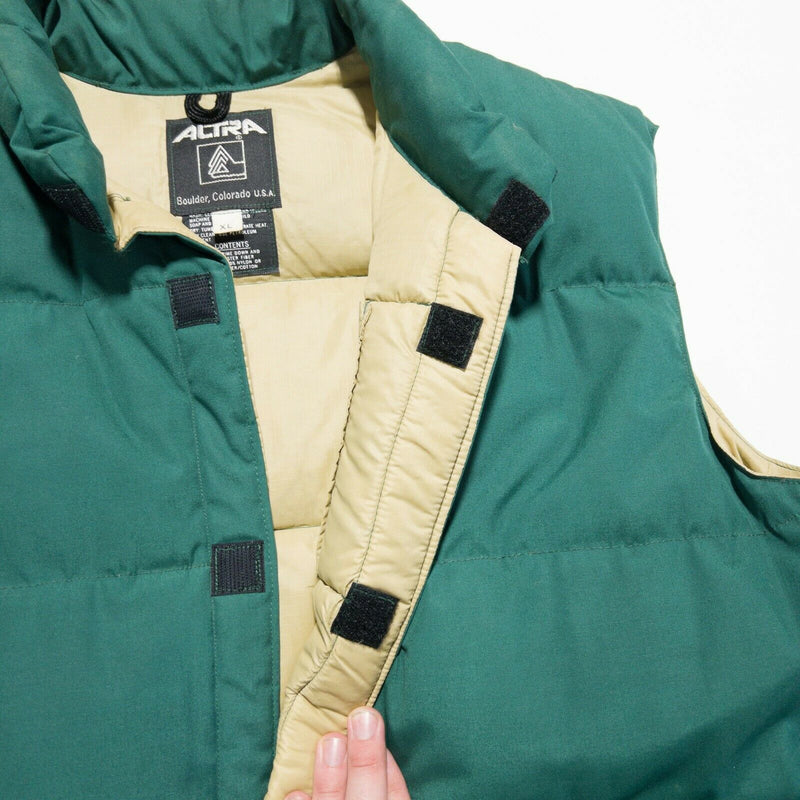 Vintage 80s ALTRA Men's XL Down Puffer Solid Green Ski Winter Vest