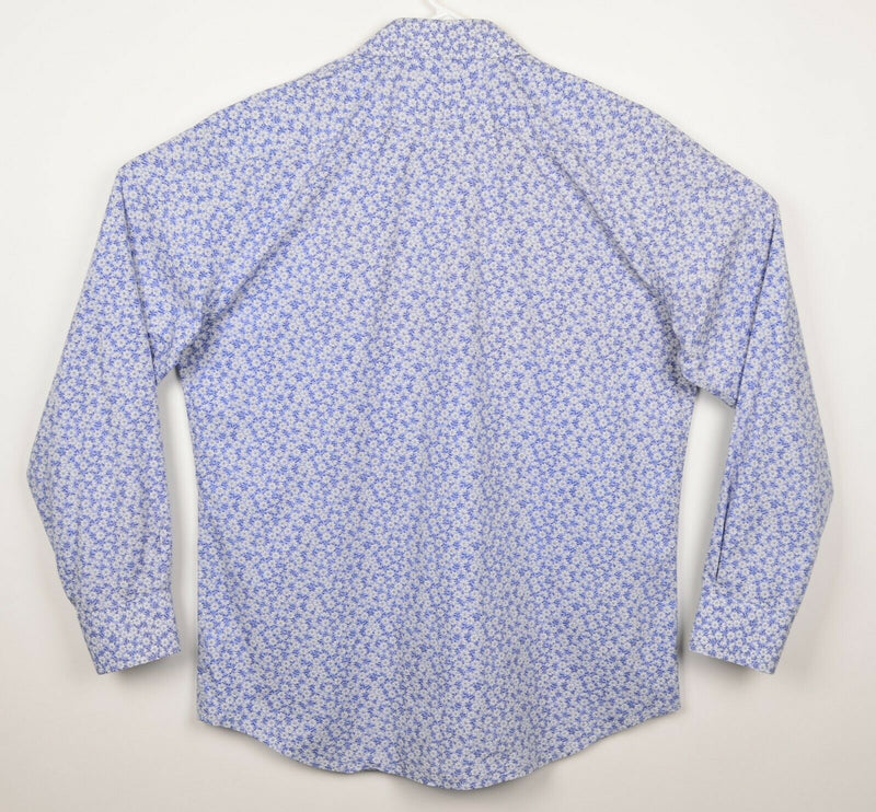 Paul Smith London Men's Sz 16.5/42 XL Floral Blue White Made in Italy Shirt