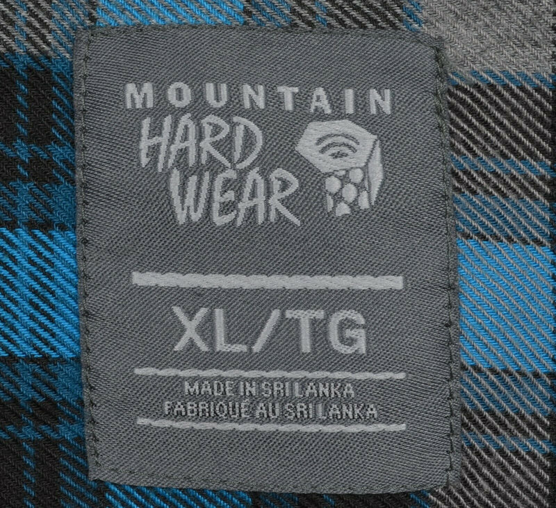 Mountain Hardwear Men's XL Blue Gray Plaid Polyester Button-Front Flannel Shirt