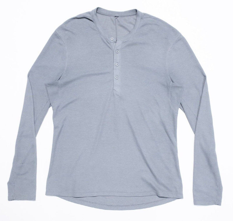 Lululemon Henley Shirt Fits Large Men's Long Sleeve Gray Athleisure Waffle Knit