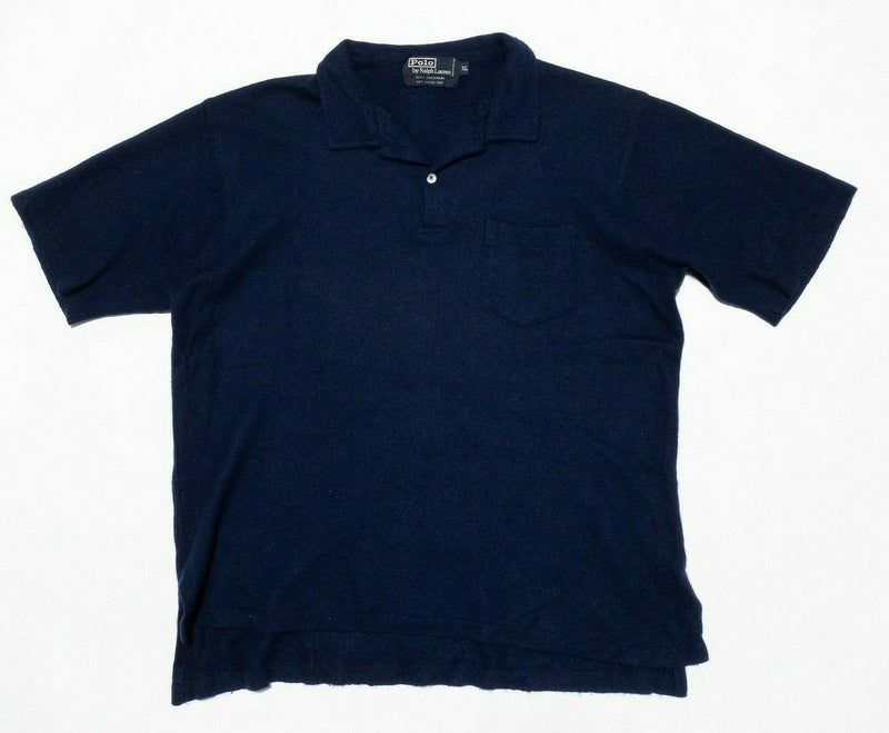 Polo Ralph Lauren 100% Cashmere Navy Blue Collared Polo Shirt Men's XL