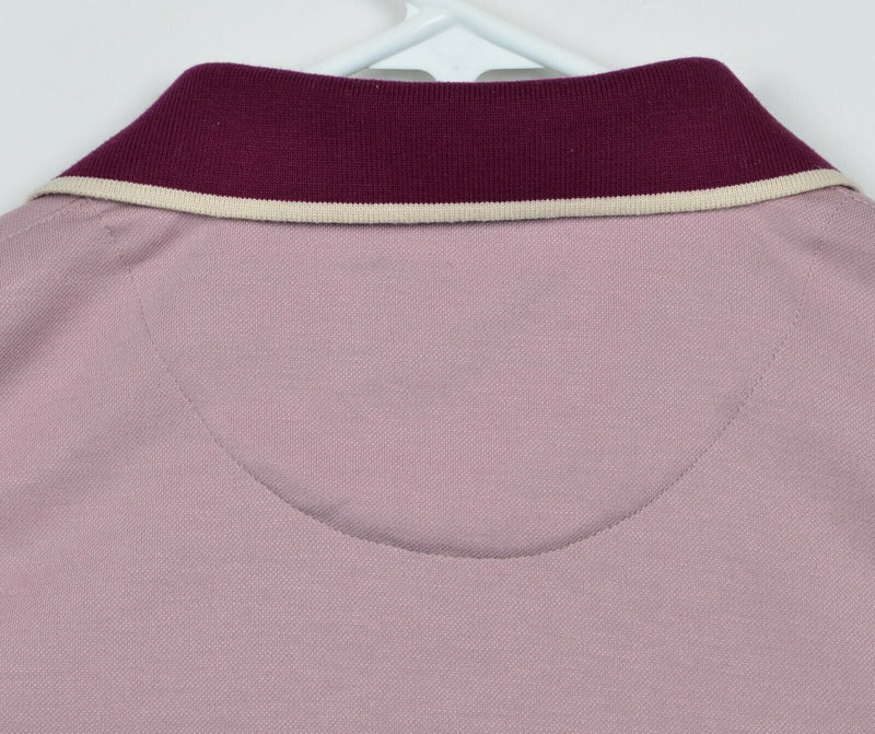 Ted Baker London Men's Sz 6 Pink Modal Polyester Contrast Collar S/S Polo Shirt