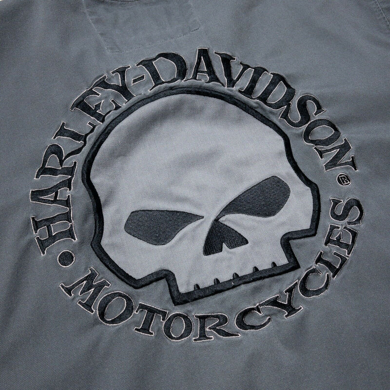 Harley-Davidson Skull Shirt 2XL Men's Button-Front Gray Willie G Garage Biker