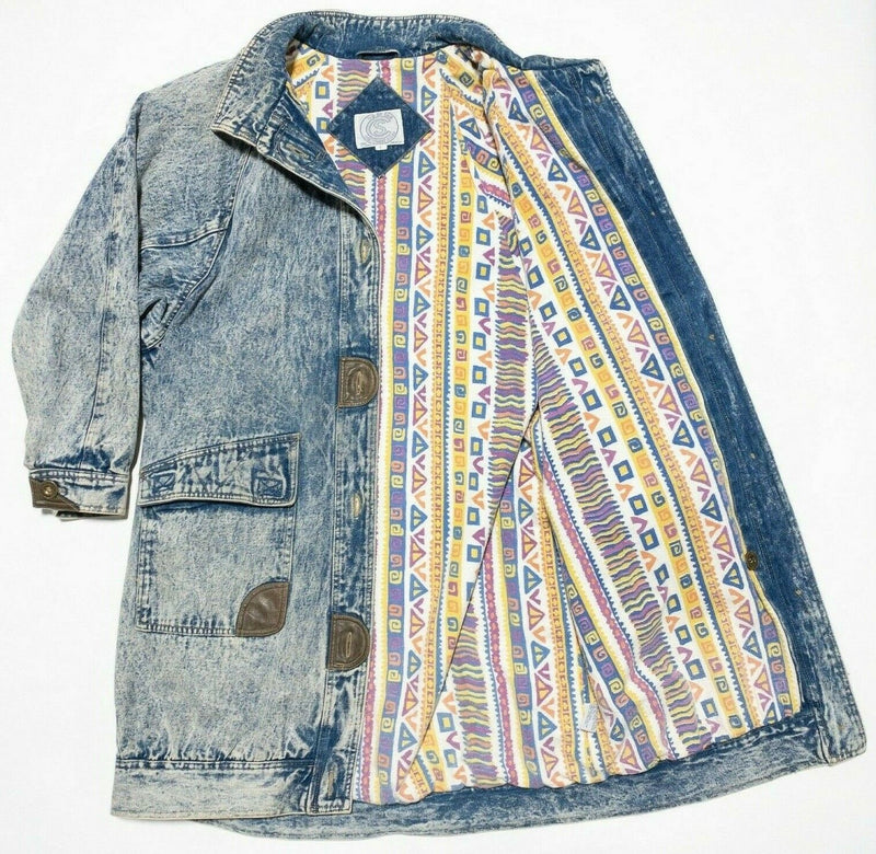 Be in the Current Seen Coat Adult Large Denim Acid Wash Vintage 80s Lined