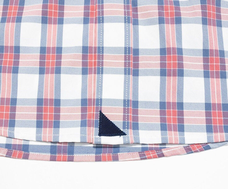 UNTUCKit Performance Medium Men's Shirt Nylon Wicking Long Sleeve Red Blue Plaid