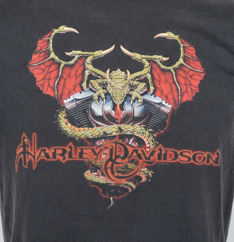 Vintage Harley-Davidson Men's Medium Dragon Engine Faded Graphic T-Shirt