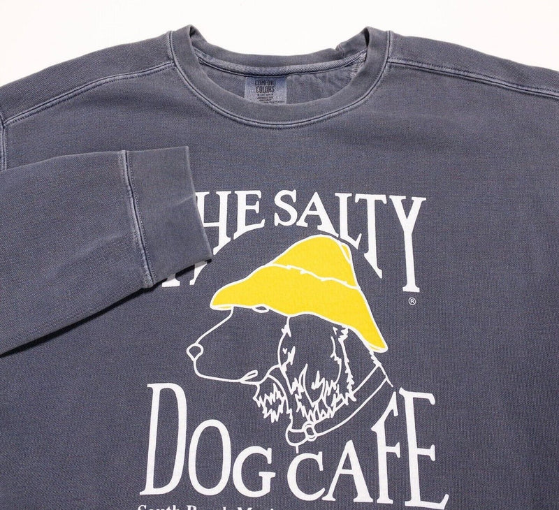 Salty Dog Cafe Sweatshirt Men's Medium Blue/Gray Faded Crew Neck Pullover