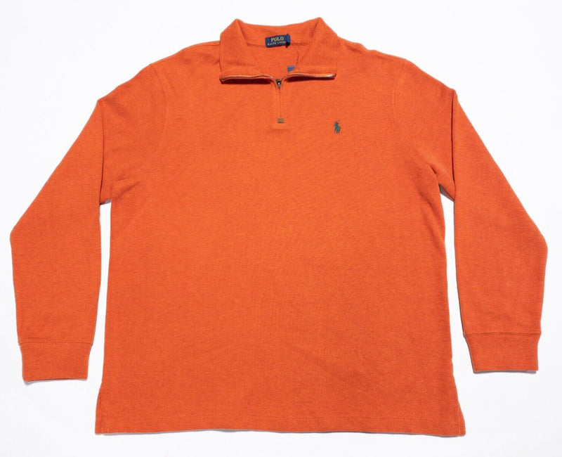 Polo Ralph Lauren Sweater Men's XL Orange 1/4 Zip Pullover Knit Sweatshirt