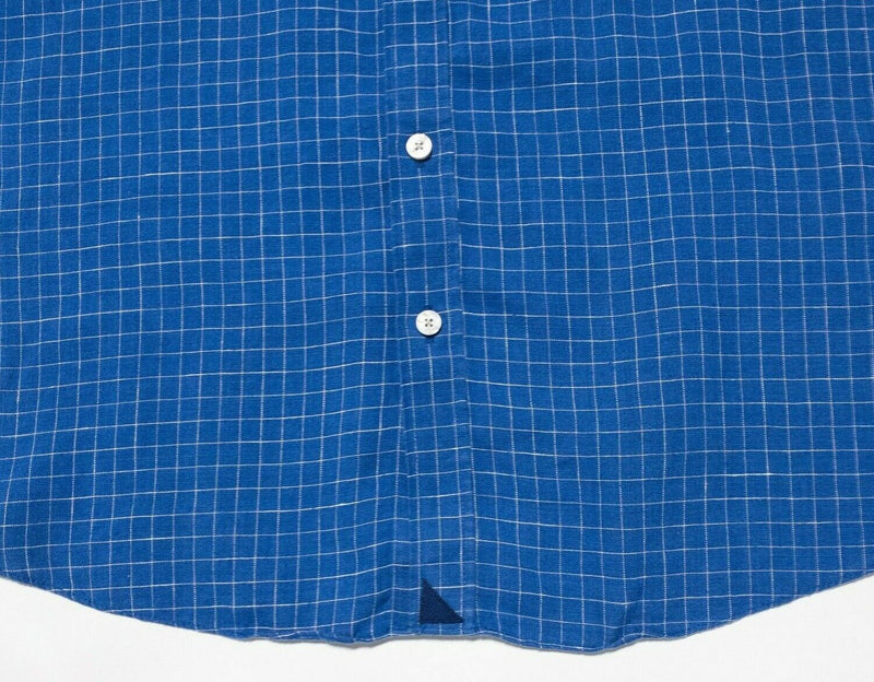 UNTUCKit Linen Shirt Wrinkle Resistant Blue Graph Check Long Sleeve Men's Medium