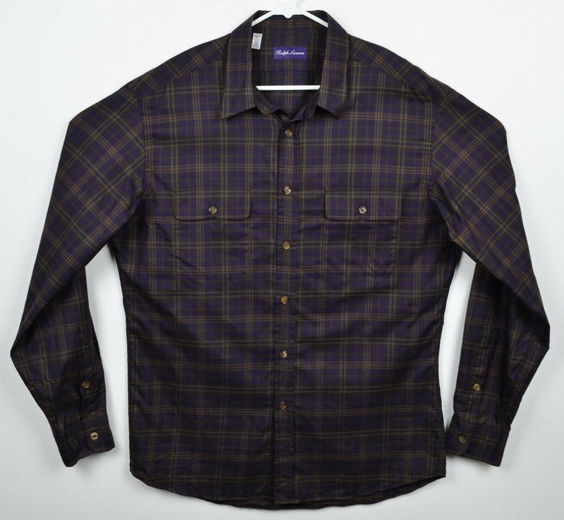 Ralph Lauren Purple Label Men's 2XL Purple Plaid RLPL Italy Button-Front Shirt