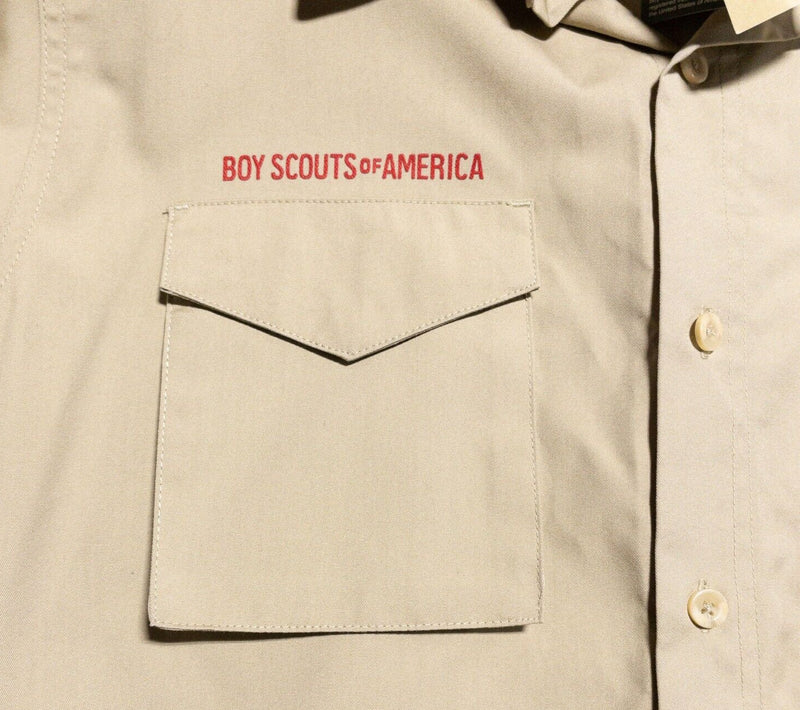 Boy Scouts of America Uniform Shirt Men's Medium Adult Long Sleeve Tan Flag