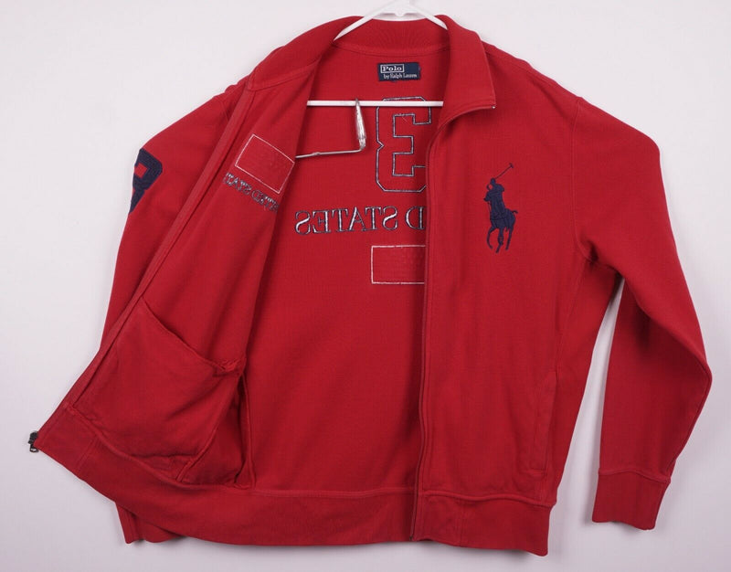 Polo Ralph Lauren Men's XL? USA Big Pony Red Full Zip Sweatshirt Jacket