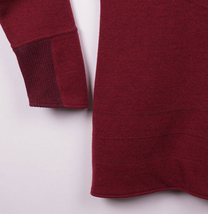 Title Nine Women's Sz Large Wool Blend Red Full Zip Snap Collar Tunic Jacket