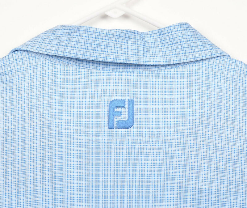 FootJoy Men's Sz XL Blue White Plaid FJ Performance Golf Polo Shirt