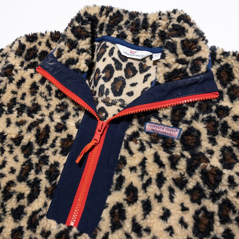 Vineyard Vines Leopard Fleece Jacket Women's XS Printed SuperShep Pullover