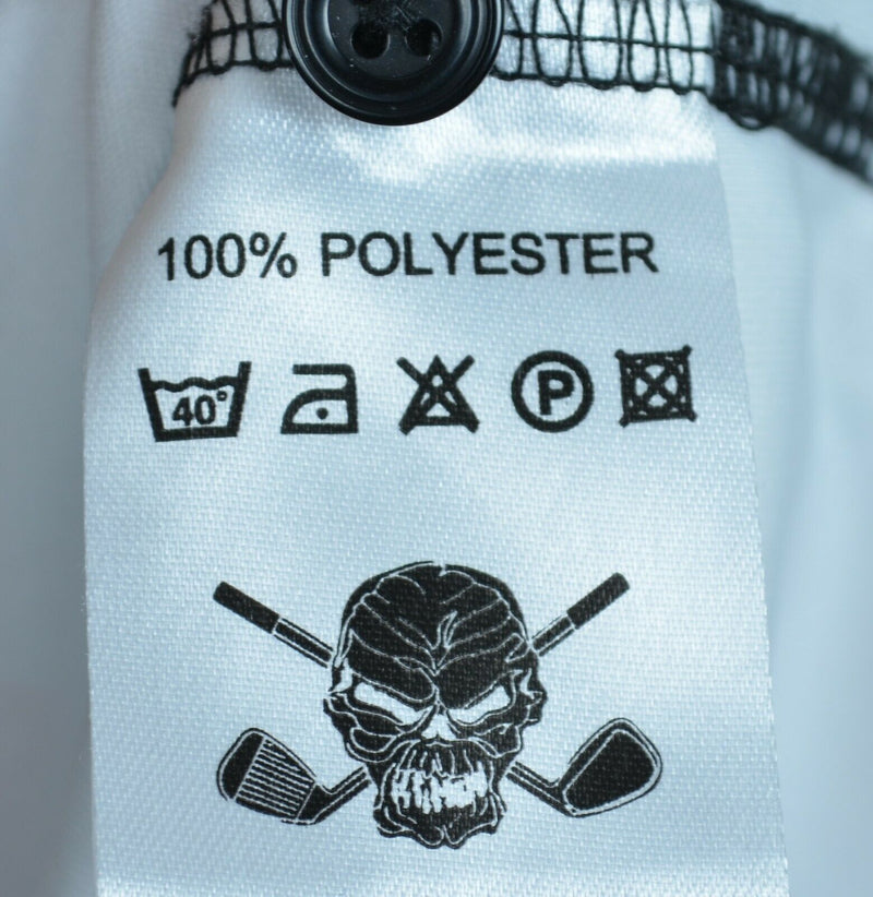Tattoo Golf Men's 4XL Skull Black White Argyle Wicking Polyester Golf Polo Shirt