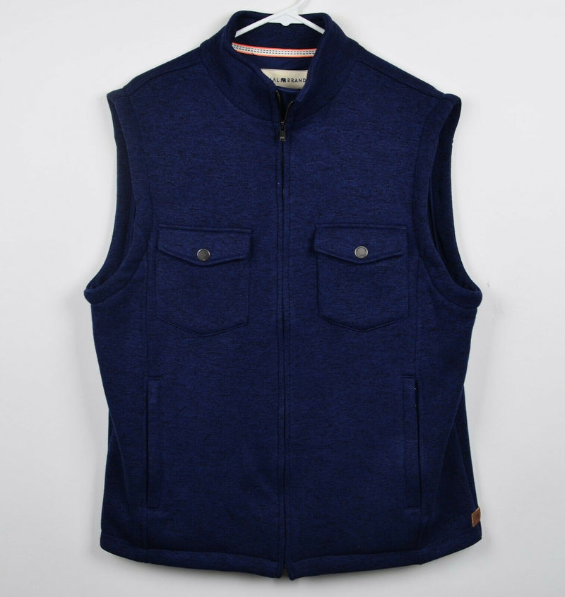 The Normal Brand Men's XL Lincoln Fleece Full Zip Navy Blue Snap Pockets Vest