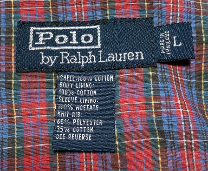 Polo Ralph Lauren Men's Large Crest Navy Flannel Lined Bomber Harrington Jacket