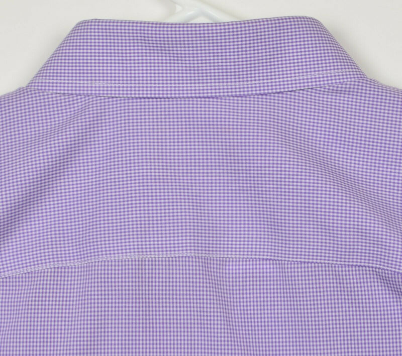 UNTUCKit Men's Large Slim Fit Wrinkle Free Purple Micro-Check Plaid Shirt