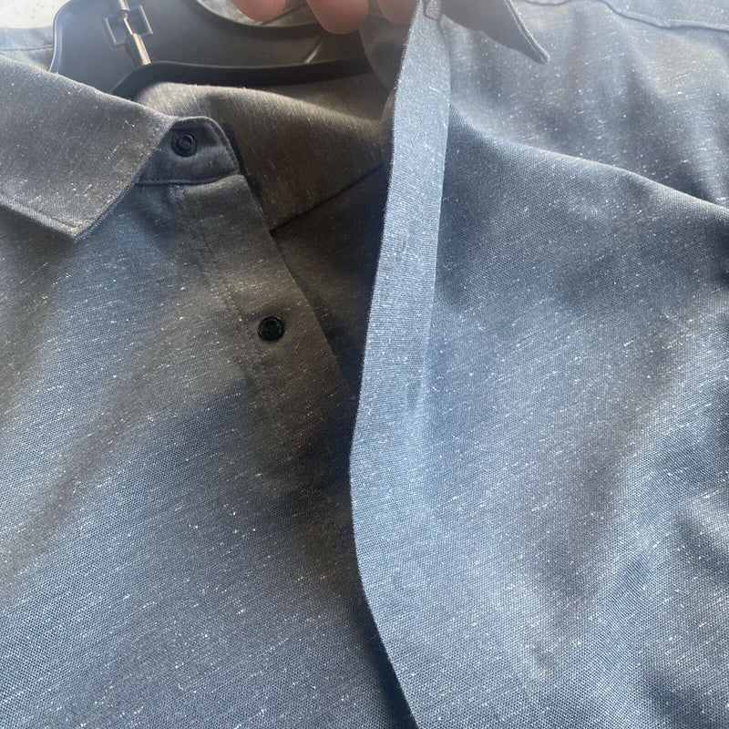 Lululemon Men's XL? Snap-Front Gray Speckled Side Pockets Long Sleeve Shirt