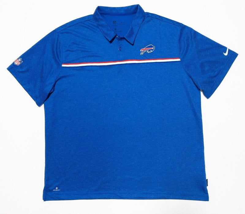 Buffalo Bills Nike Polo XXL Men's NFL On Field Blue Striped Dri-Fit Wicking 2XL