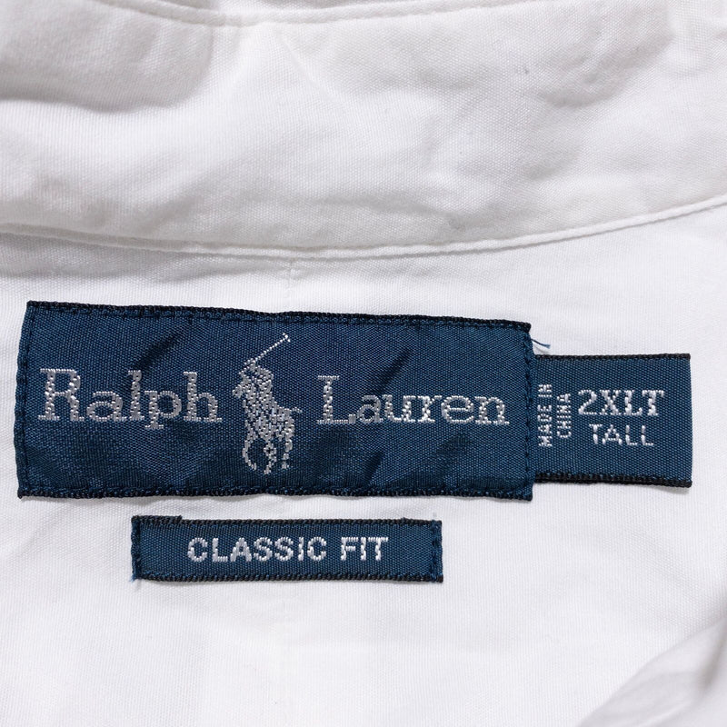 Polo Ralph Lauren Shirt Men's 2XLT Tall Classic Fit Solid White Long Sleeve