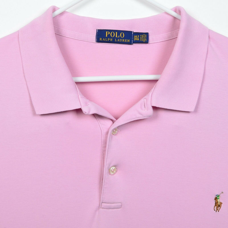 Polo Ralph Lauren Men's 3XLT (3XL Tall) Solid Light Pink Short Sleeve Polo Shirt