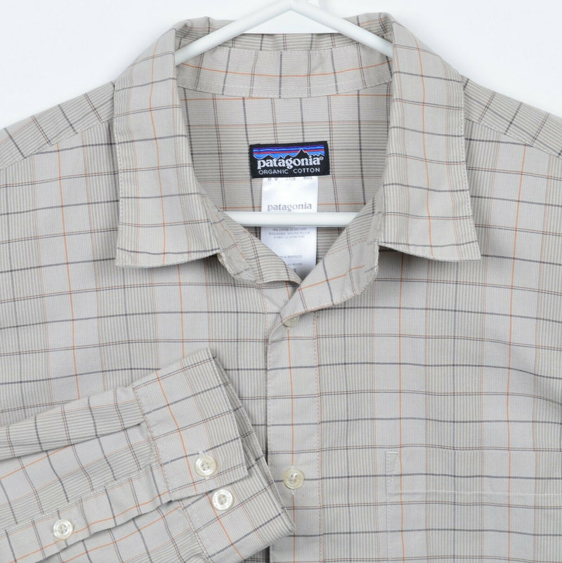 Patagonia Organic Cotton Men's Medium Gray Plaid Long-Sleeved Pragmatist Shirt
