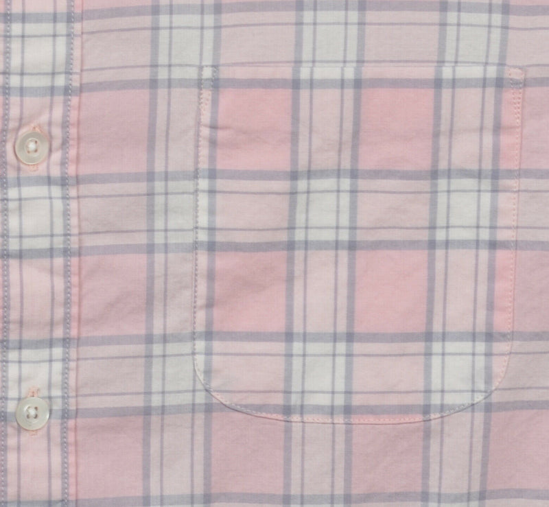 Bonobos Men's Large Tailored Slim Fit Pink White Plaid Check Button-Down Shirt