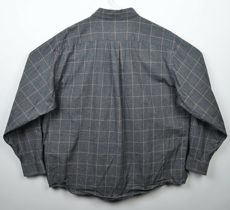 Viyella Men's XL Flannel Cotton Wool Blend Houndstooth Plaid Button-Down Shirt