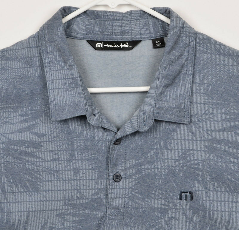 Travis Mathew Men's Sz 2XL Floral Blue Gray Pima Cotton Blend Golf Polo Shirt
