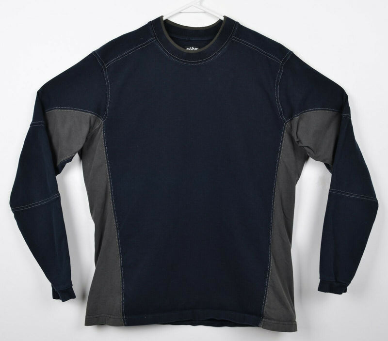 Kuhl Men's Medium Navy Blue Gray Hiking Outdoor Long Sleeve Crewneck Sweatshirt