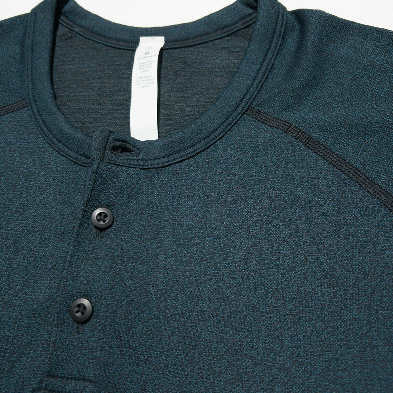 Lululemon Men's Medium Metal Vent Tech LS Blue Henley Collar Long Sleeve Shirt