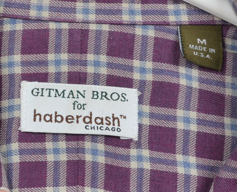 Vintage Gitman Bros. Men's Medium Spread Collar Purple Plaid Button-Front Shirt