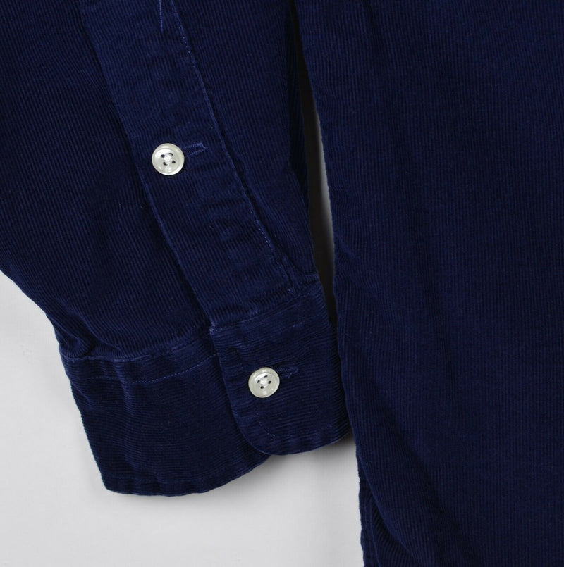 Vintage 90s Polo Ralph Lauren Men's Large Corduroy "Blake" Dark Navy Blue Shirt