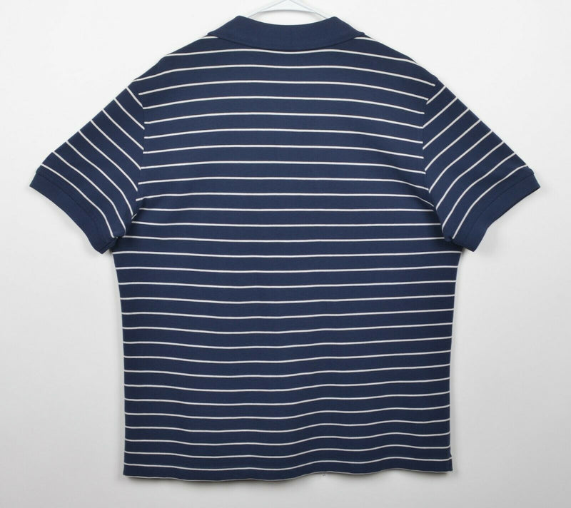 UNTUCKit Men's Sz Large Navy Blue Striped Pima Cotton Polo Shirt