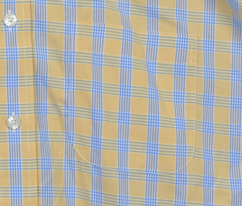 Brooks Brothers Men's 2XL Regular Fit Non-Iron Yellow Blue Button-Down Shirt