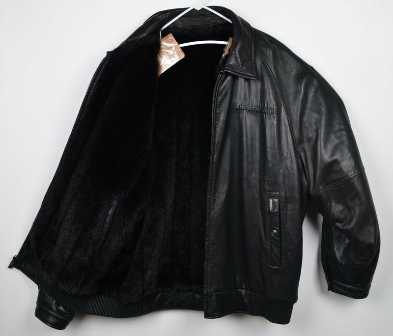 Vintage 90s Phat Farm Men's 3XL Fur Leather Reversible Hip Hop Full Zip Jacket